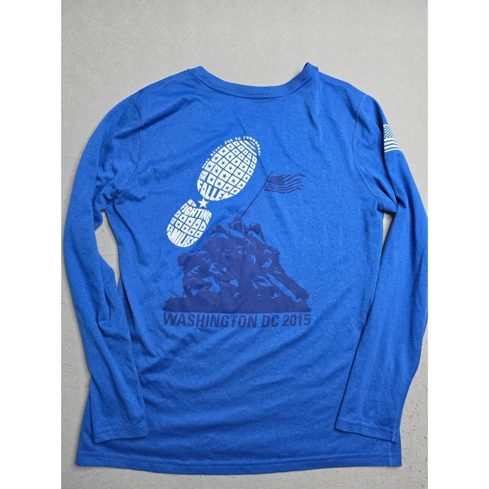 Nike Dri-Fit Shirt Womens Large Wear Blue: Run To Remember Graphic Performance